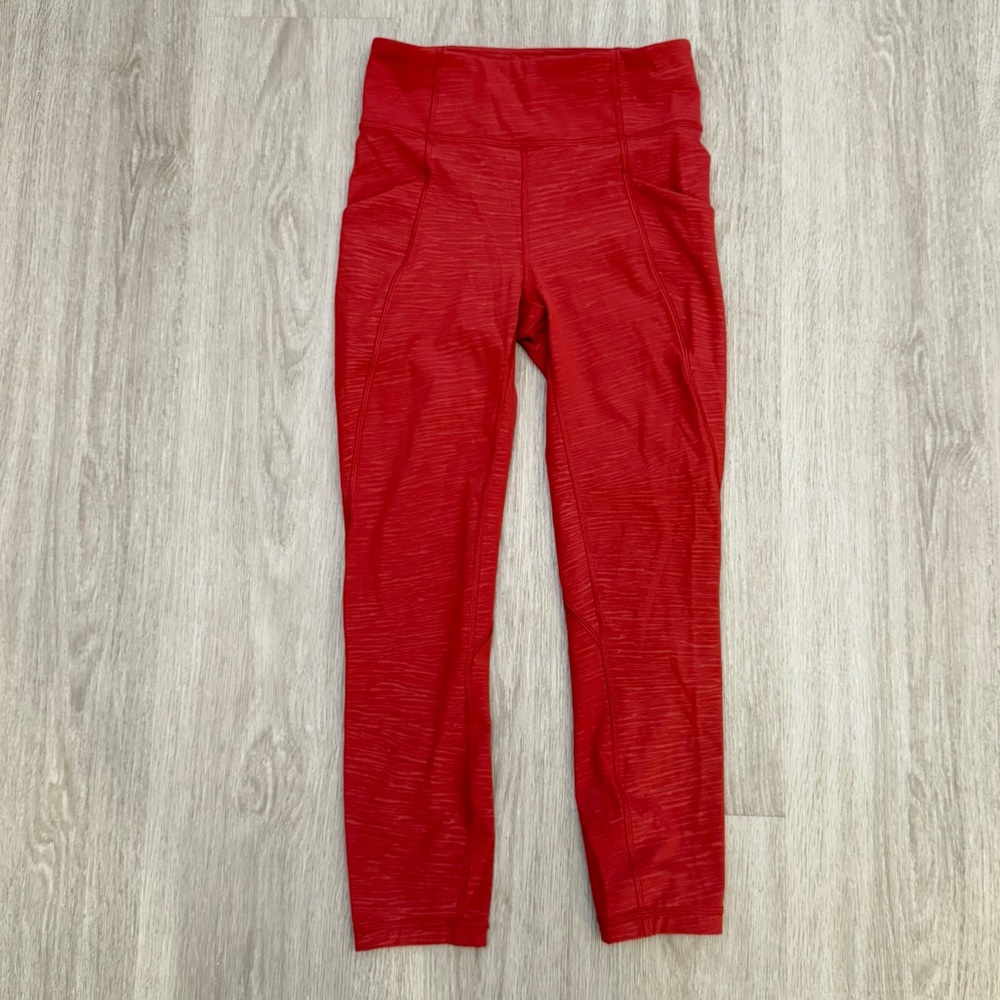 Like New Size 4 Lululemon Time To Sweat Crop Stride Embossed Cayenne Rust